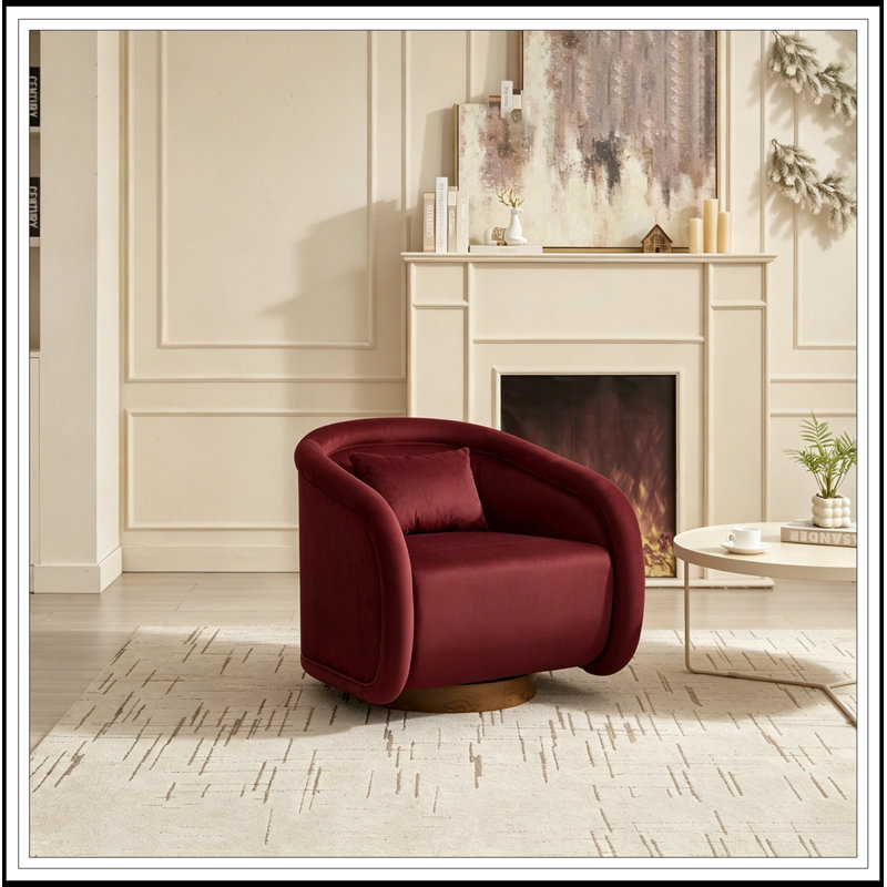 Fauteuil d'appoint pivotant avec assise rembourrée, Wine Red