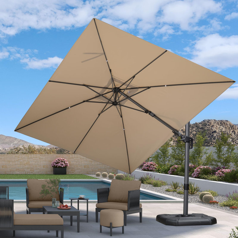 Parasol rectangulaire pivotant à 360 ° pivotant à gauche et à droite de 360 ° pivotant à 360 ° avec rotation à 360 degrés