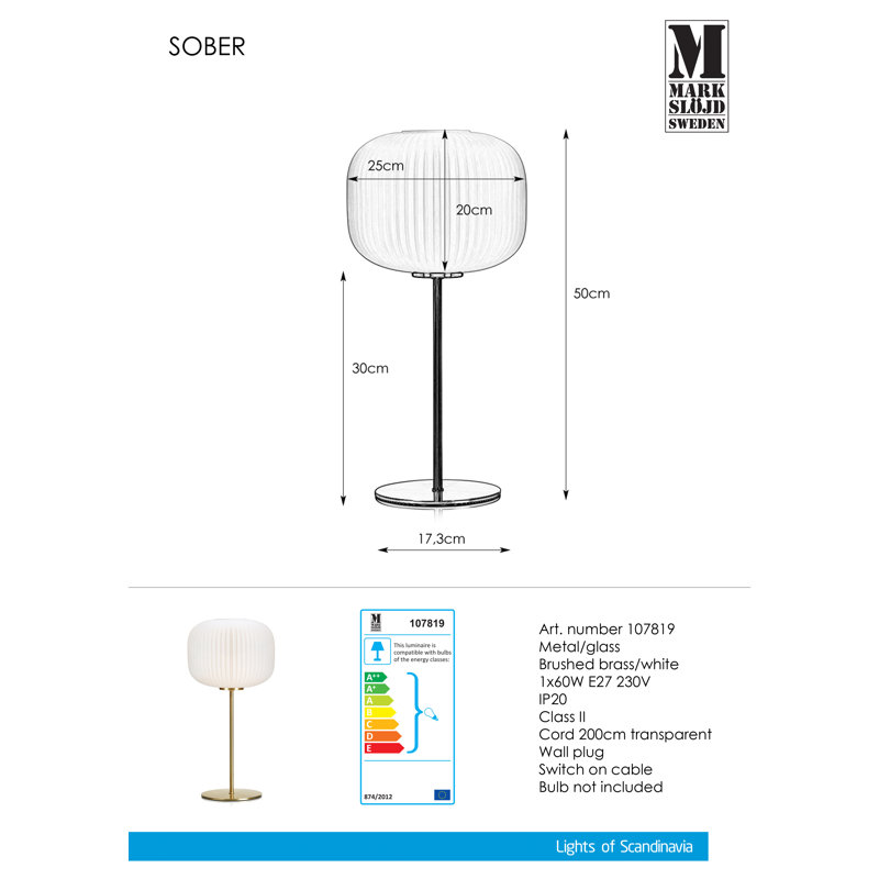 Metal Table Lamp, White
