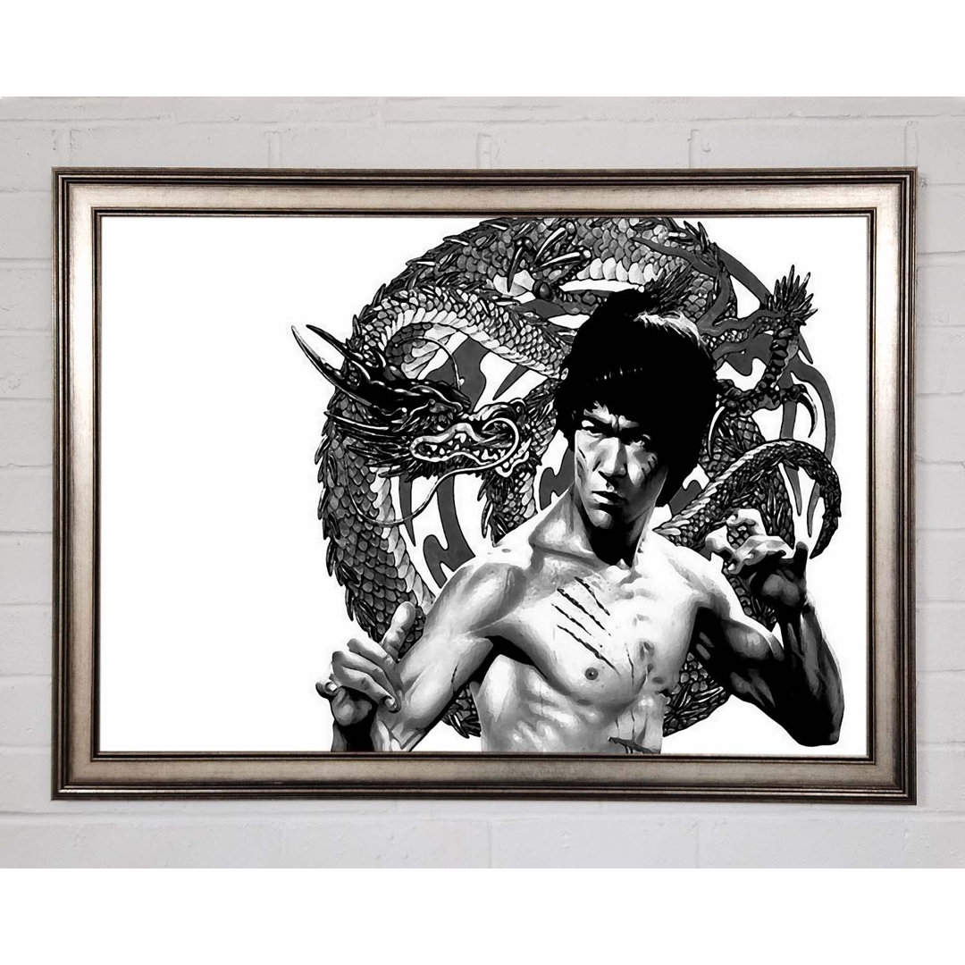 Bruce Lee Dragon B N W - Einzelne Bilderrahmen Kunstdrucke