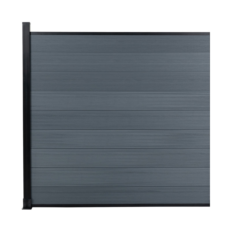 Panneaux de clôture en composite 6 pi H 6 pi, Noir, H 6 pi x l 6 pi
