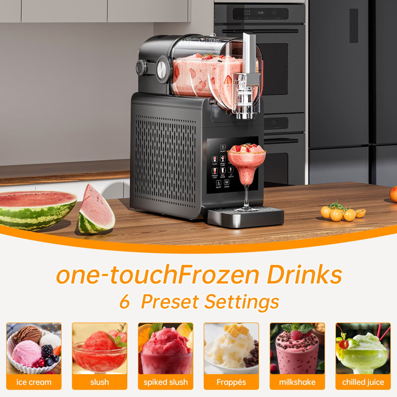 Slushy Machine Home , 88 oz Frozen Drink Maker with Compressor , No Ice Needed 6 - in - 1 Slushie Machine with 24 H Timer , Auto - Freshness & Easy Self - Cleaning