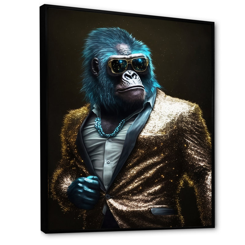 «Disco Style Tuxedo Gorilla II», reproduction sur toile flottante, L 24 po x H 32 po, Noir