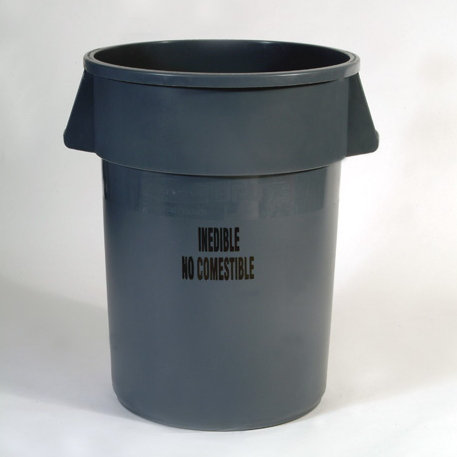 Poubelle à 44 gallons en® containers, Gris avec inscription « Indedible »