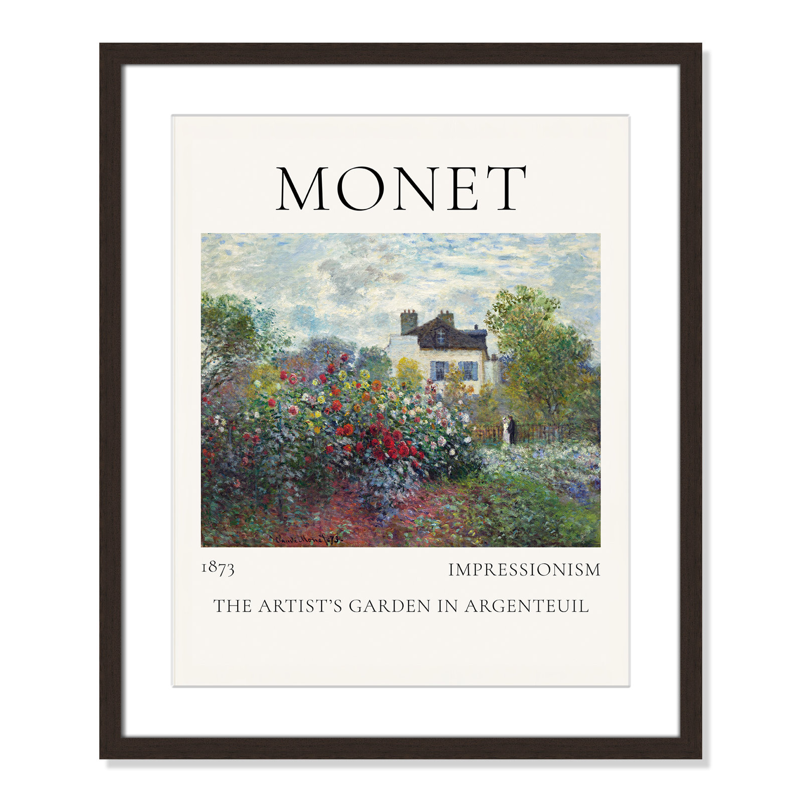Artists Garden in Argenteuil Print by Claude Monet, Yes, 25.5" H x 21.5" W x 1.25" D, Walnut Single Picture Frame