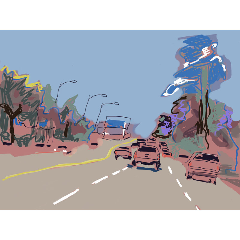 Overland Avenue Print by Deborah Blum, Black Framed Canvas, 25" H x 33" W