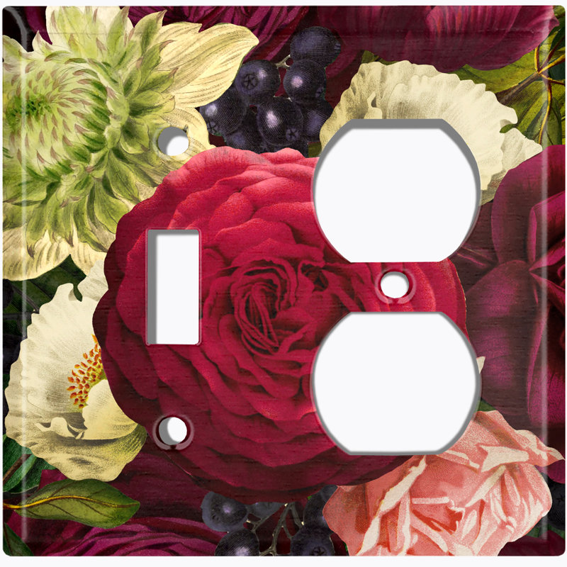 Couvercle de prise de plaque d'interrupteur en métal (Zoom rouge-rose - Bascule simple (L) / Prise simple (R))