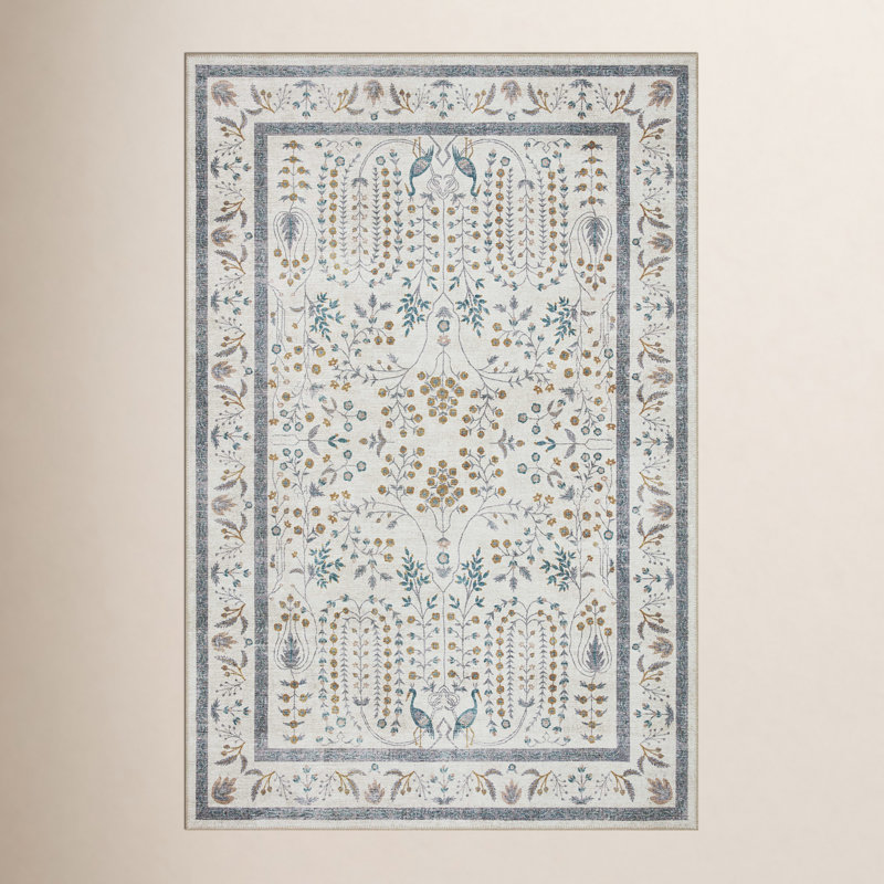 Rifle Paper Co. x Loloi Maison Wisteria Cream Rug, Rectangle 5' x 7'6"