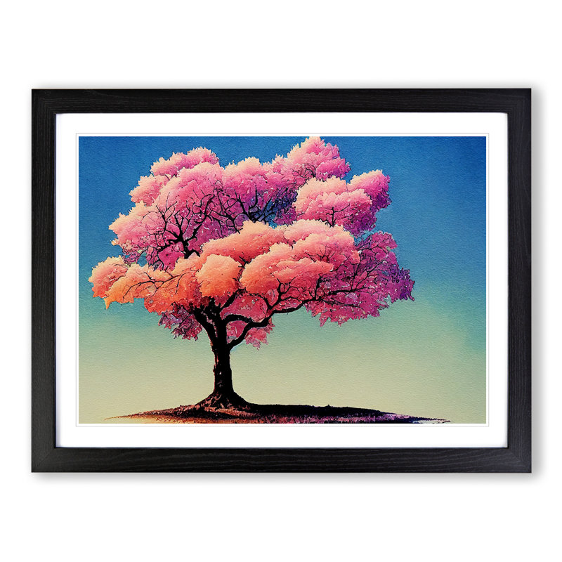 XH1022-9489X Unreal Blossom Tree - Single Picture Frame Print, 46cm H x 64cm W x 2cm D, Black Framed