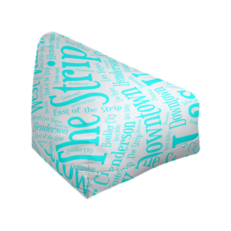 Classic Bean Bag, 42" H x 38" W x 29" D, Cyan Polyester Blend, Las Vegas