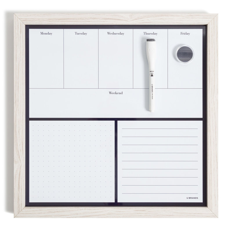 Rustic White Wood Magnetic Weekly Planner Board with Accessories