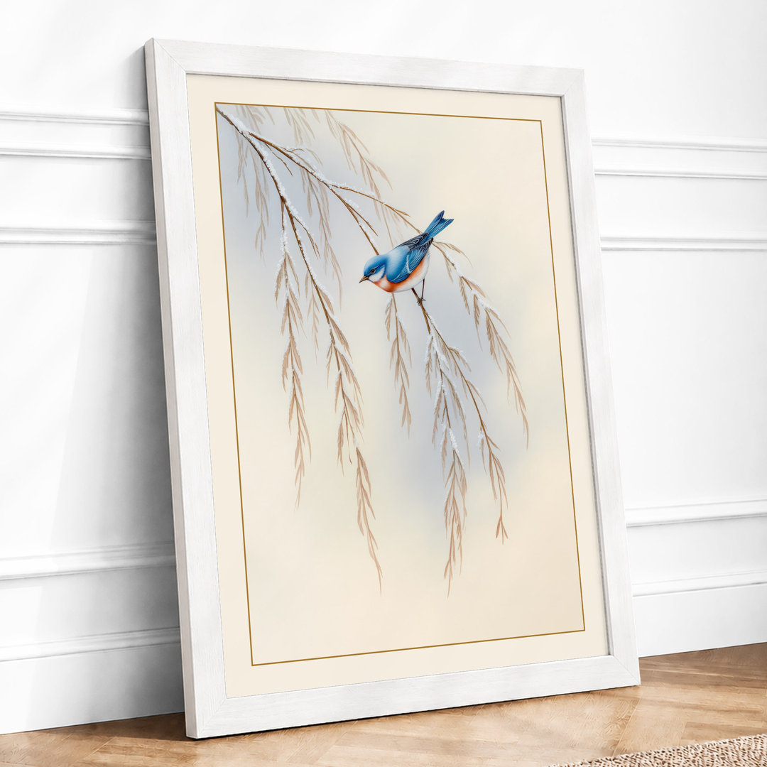 Bird on Willow Branch Botanical - Framed Print