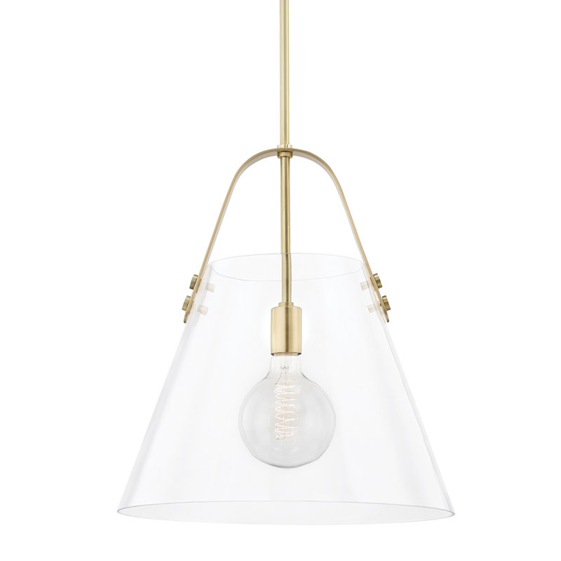 Luminaire suspendu en forme de cloche à 1 lumière Ahava, Laiton vieilli
