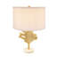 Lampe de table D13x22,2 "or et blanc avec motif de feuille (assemblage de l'abat-jour requis)