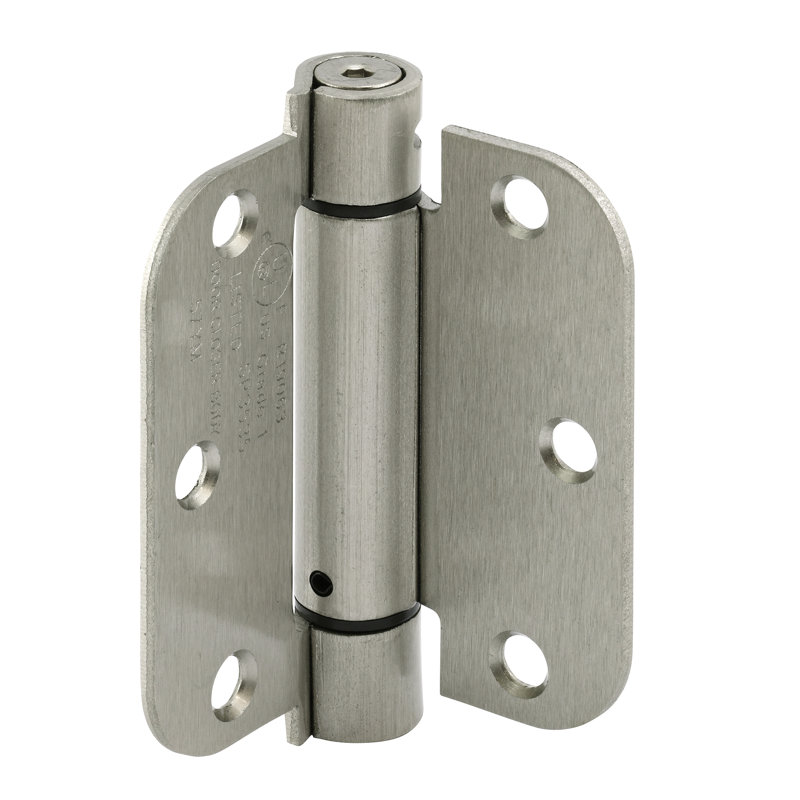 Charnière à ressort à fermeture automatique commerciale réglable UL de Prime-Line, 3-1 / 2 po x 3-1 / 2 po avec coins de rayon de 5/8 po, 3 trous par vantail avec vis, jauge de 106 po