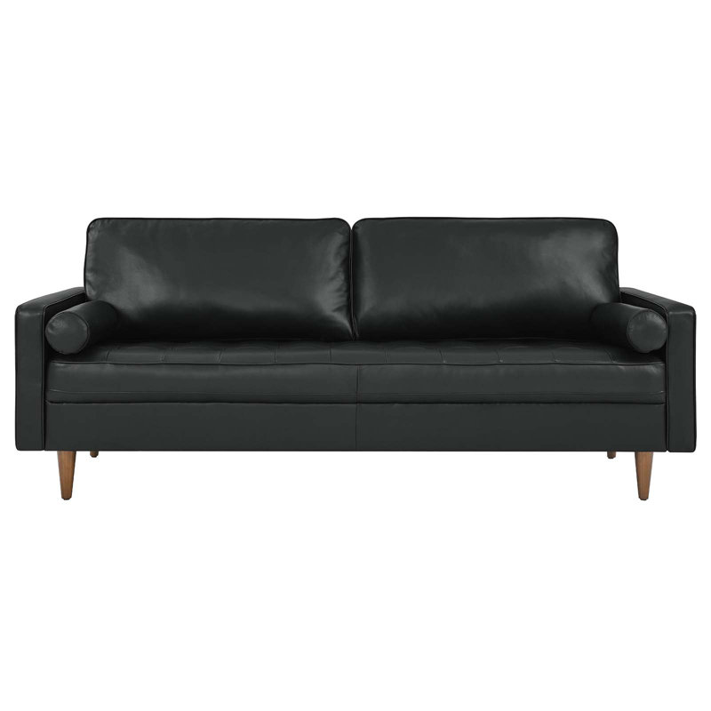 Valour 81" Leather Sofa, Black Genuine Leather
