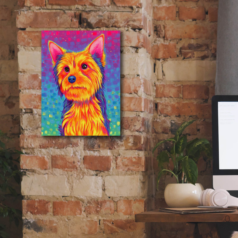 «Yorkshire Terrier» par Rebecca Wang, art mural sur toile, 12 po x 16 po, H 16 po x l 12 po x P 0,75 po