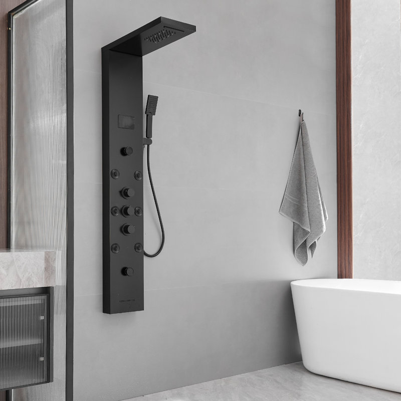 57,99 Panneau de douche avec, Noir mat