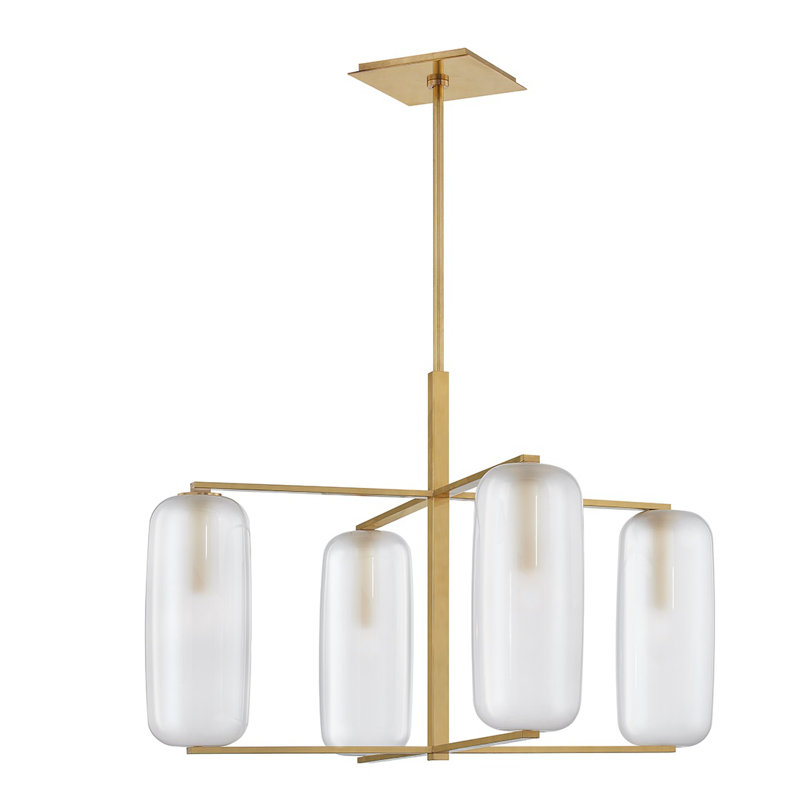 Pebble 4 Light Chandelier, Aged Brass