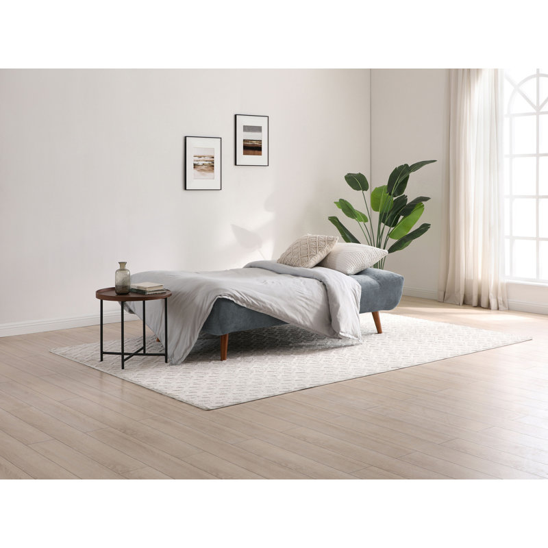 Akil  3 Seater Chenille Sofa Bed, Navy, Medium Brown Legs