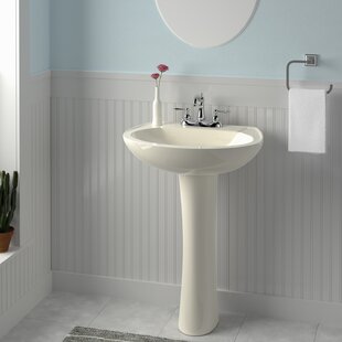 Quebec 17.5 Solid Surface Pedestal Sink, Bright White