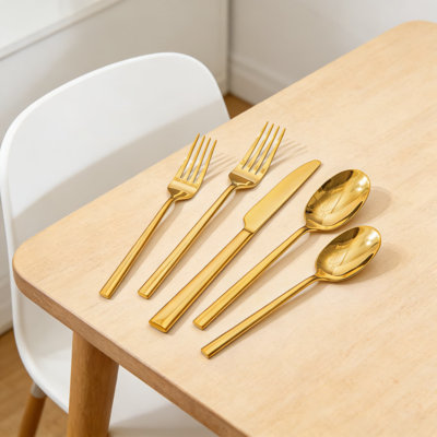 60-Piece Gold Flatware Set, Premium Stainless Steel Forged Cutlery Set Service For 12, Mirror Polished Dishwasher Safe Silverware For Wedding, Home, And Entertaining