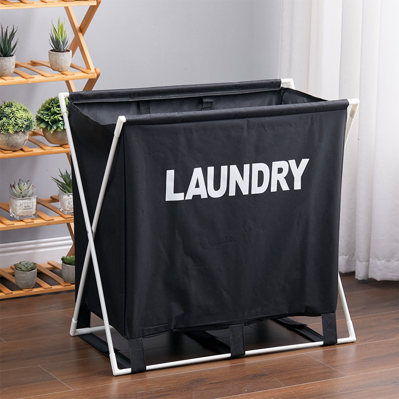 Fabric Laundry Sorter with Handles, Black