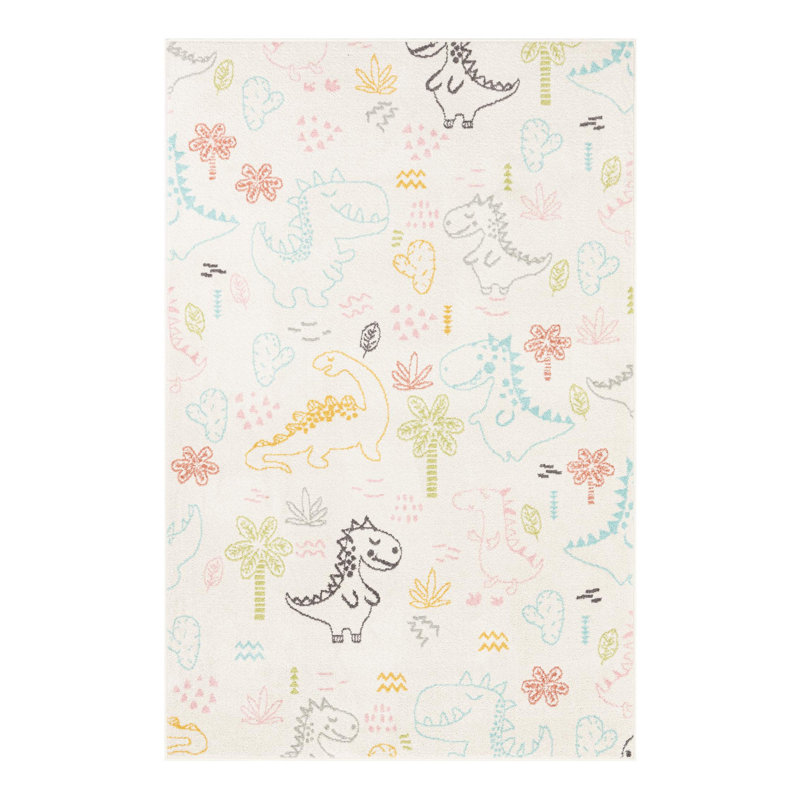 Whimsy Machine Woven Polypropylene Plastic Rug, Rectangle 5'3" x 8'