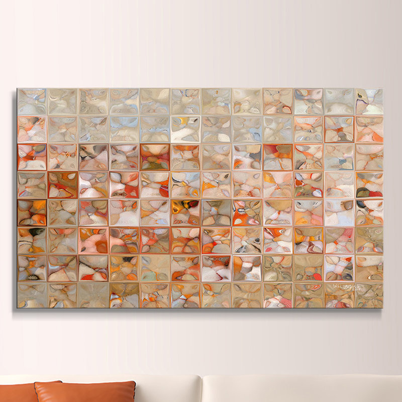 « orange et beige », impression sur toile, H 18 po x l 30 po x P 1 po, Toile tendue