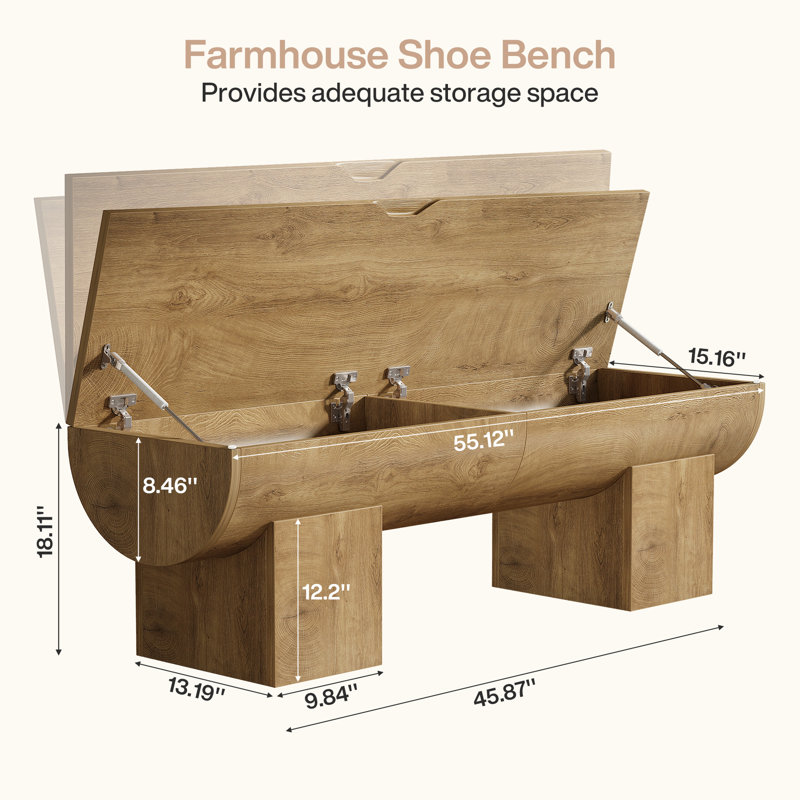 Engineered Wood Storage Bench, Natural