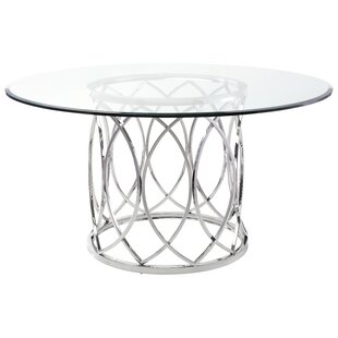 Juliette Round Glass Top Metal Base Dining Table