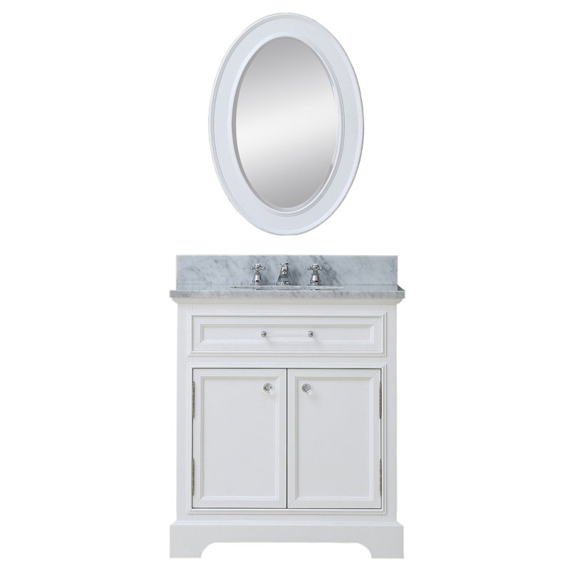 Derby 24" Single Sink Bathroom Vanity Set with Mirror, White, Mirror Included