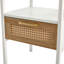 Table de bout en rotin 15,75 "avec tiroir, table de chevet moderne, pieds en métal, table d'appoint