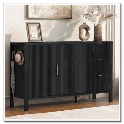 Storage Buffet Cabinet With Hooks And Extra Center Leg,Suitable For Living Room,Entryway,Hallway by Latitude Run