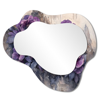 Lavender Peonies On The Rocky Slope I - Peonies Irregular Asymmetrical Mirror, Traditional Wall Mirror, Printed on Metal