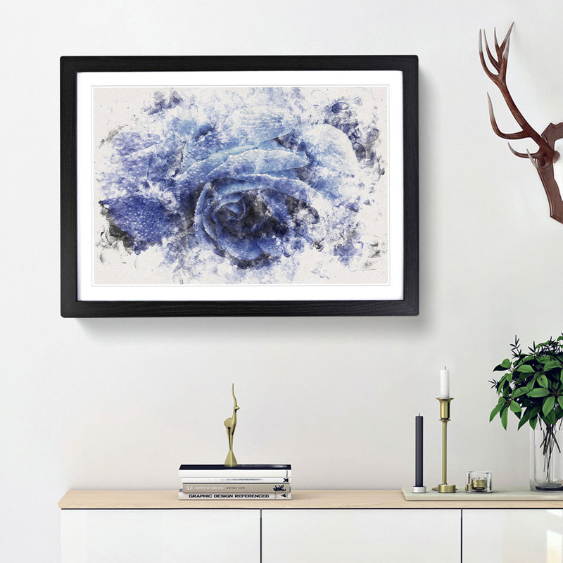 Blue Rose - Picture Frame Graphic Art Print, Black Framed, 40cm H x 60cm W x 2cm D