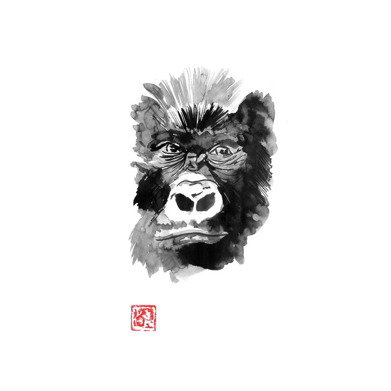 Gorilla 1 Piece Painting on Canvas, 20.32 cm H x 30.48 cm W, Wrapped Canvas