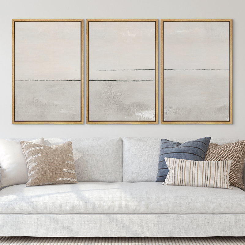 Reproduction d'art moderne sur toile encadrée 3 tons, H 24 po x l 48 po, Naturel