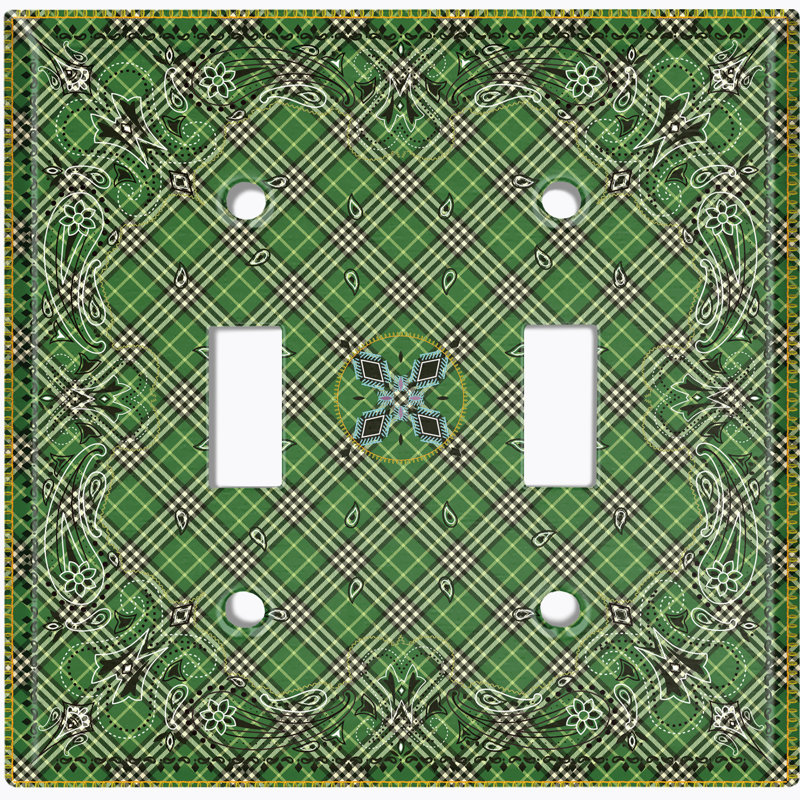 Plaque murale à 2 interrupteurs à bascule Elegant Victorian Tile, Vert
