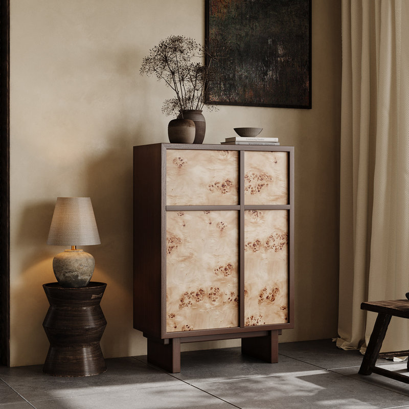 French Minimalist Style Accent Cabinet, Brown