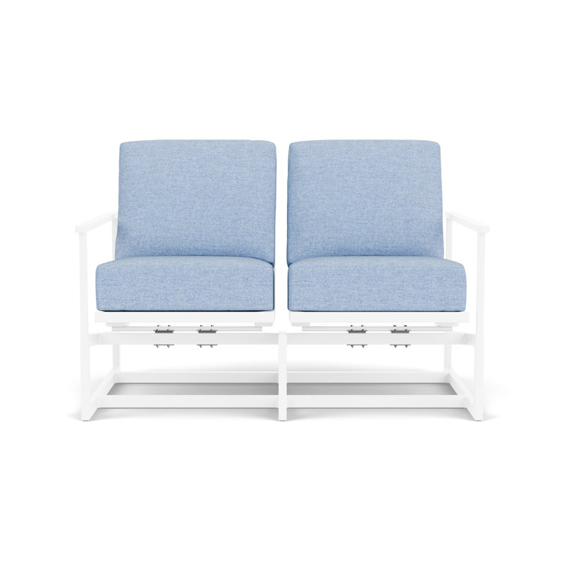 Outdoor Summit Rocker Bench with Cushions, Pewter, Demo Skyway, White