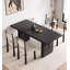 Rectangular Black Dining Table Made of Solid Wood in French Retro Style-110987293