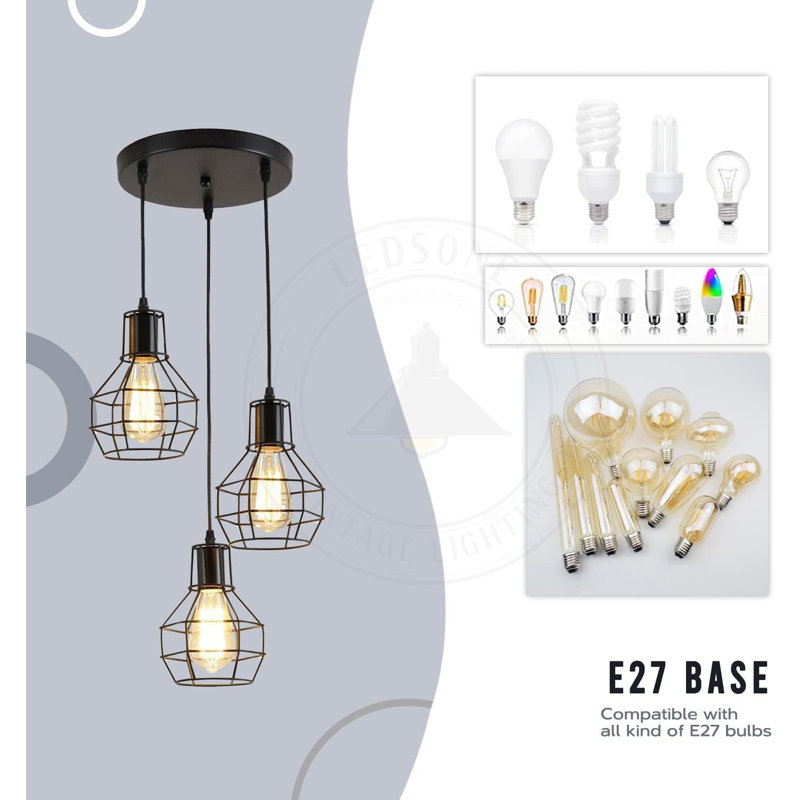 3 - Light Black Caged Pendant
