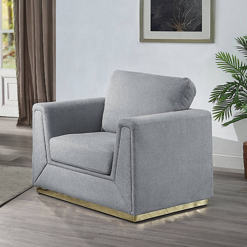CHAISE L 37,4 po, LIN GRIS