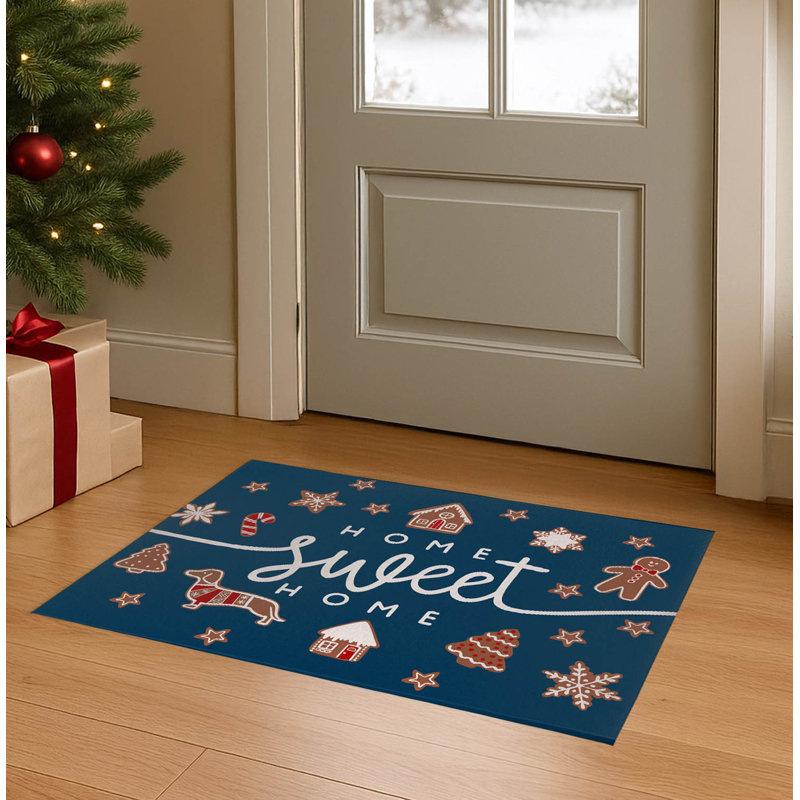 Paillasson Gingerbread, Bleu très foncé, L 36 po x L 60 po