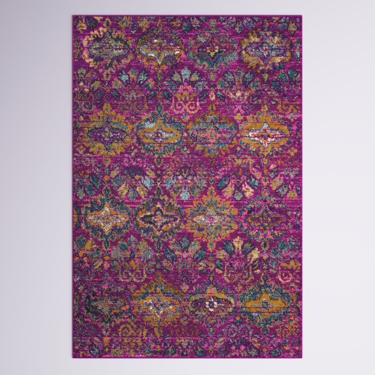 Christa Floral Fuchsia/Blue Area Rug