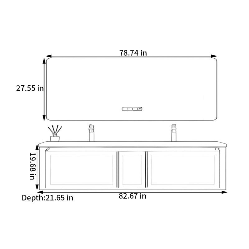 Morave, H 19,68 po x l 82,67 po x P 21,65 po