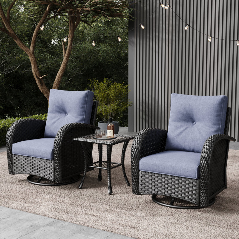 Metal Outdoor Glider, Navy, Black