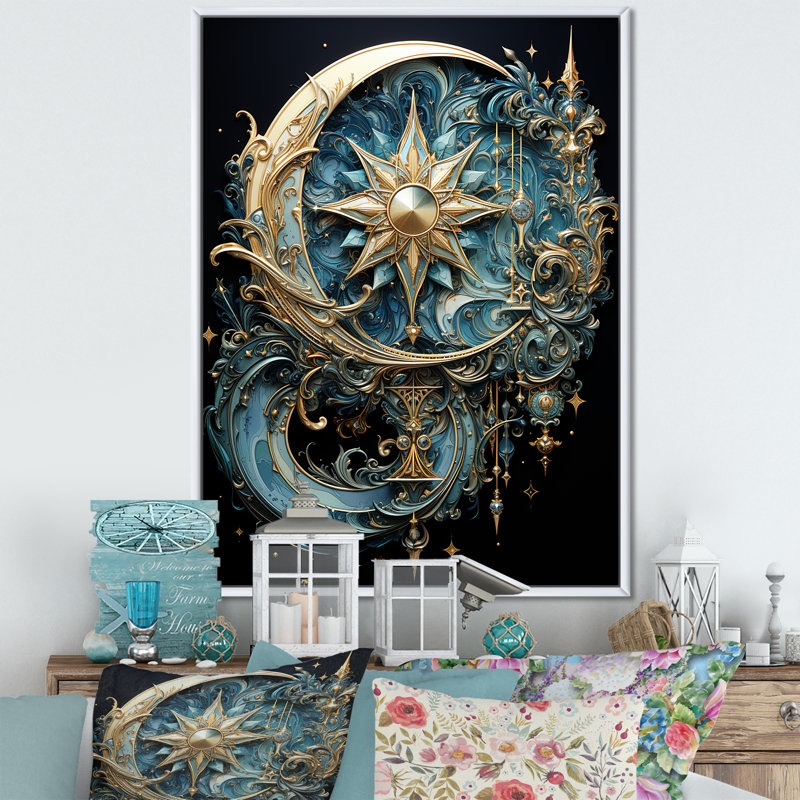 Johnaven, symboles, croissant de lune et étoiles - impression sur toile, symboles, H 32 po x l 16 po x P 1 po
