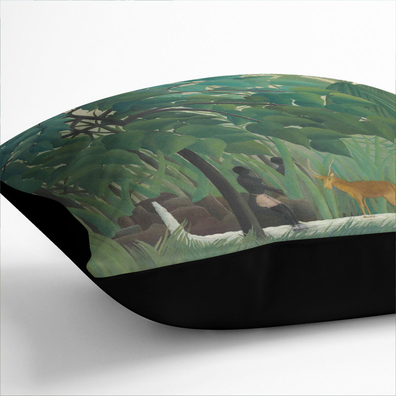 Two Deer Square Throw Cushion, 40cm H x 40cm W x 15cm D, Black